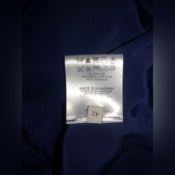 Stella McCartney Royal Blue 100% Silk Short Sleeve Mini Dress Size 42 IT/ US 8 - Picture 12 of 12